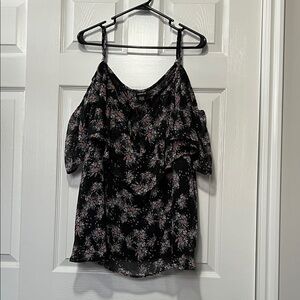 Torrid Black Floral Cold Shoulder Blouse